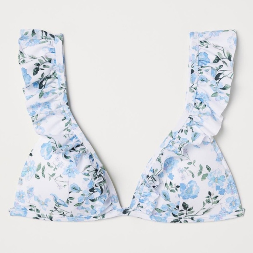 H&M Floral Padded Triangle Bikini Top Bathing Suit NWOT
